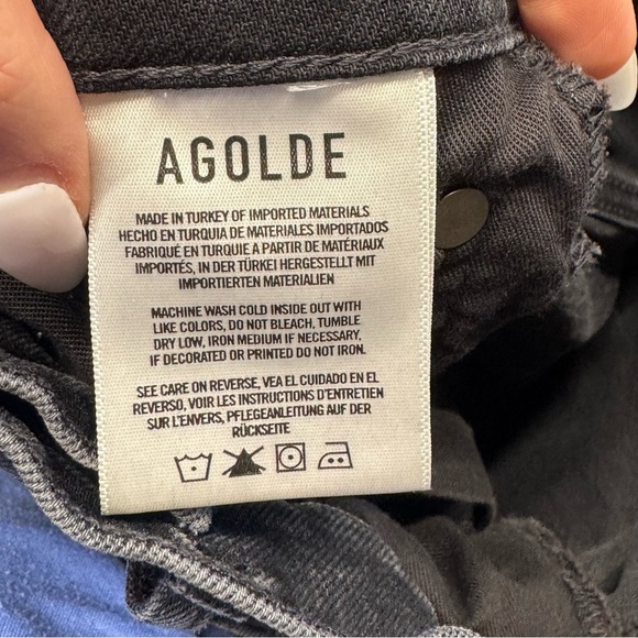 AGOLDE Riley Crop High Rise Straight Black Jeans Size 23 - Picture 7 of 10